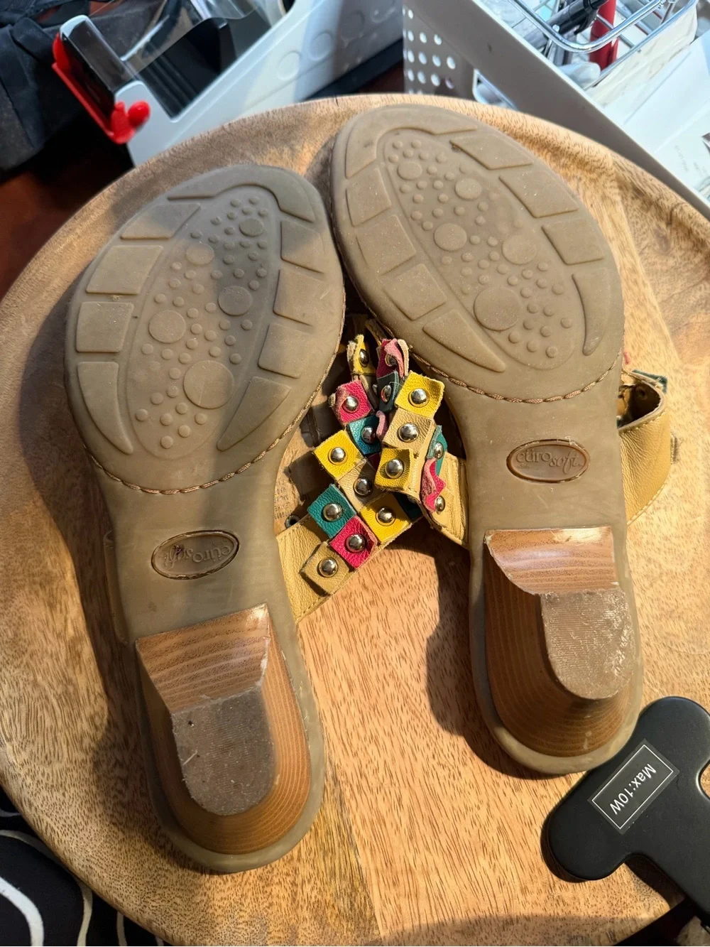 Eurosoft by Sofft Leather Multicolor Studded Slide Sandals Size 10M